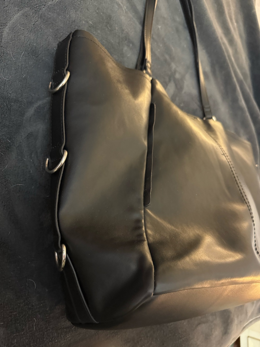 Steve Madden Black Tote Bag with SM Accent - Picture 2 of 5